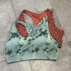 2 Vibrant Sports Bras - Tie-Dye and Leopard Print
